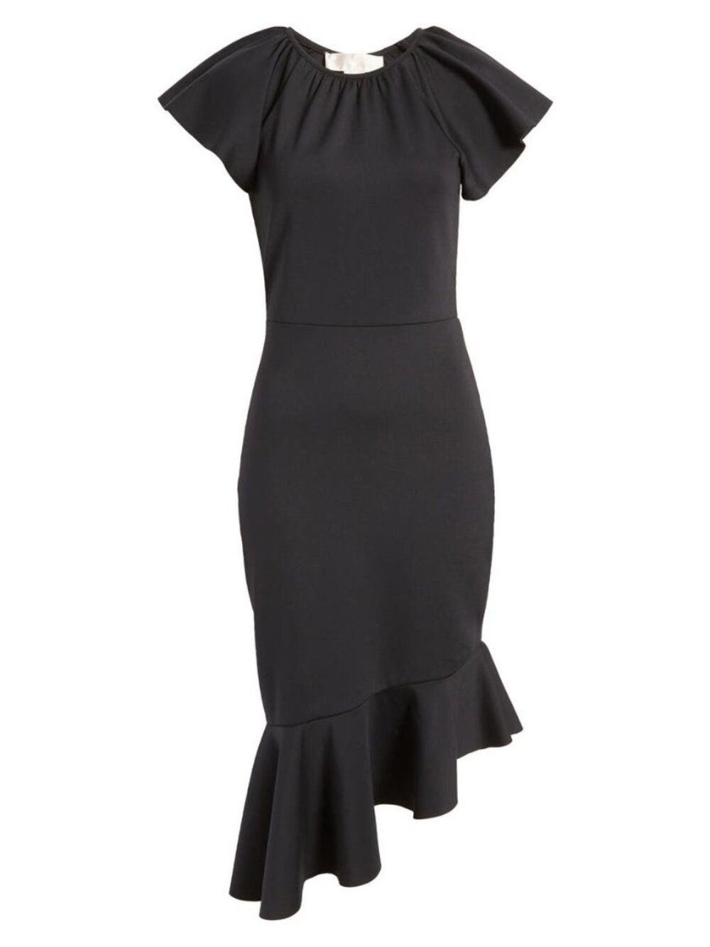 🆕 RACHEL PARCELL Ruffle Hem Scuba Asymmetric Dress Black X-Small - Picture 5 of 11